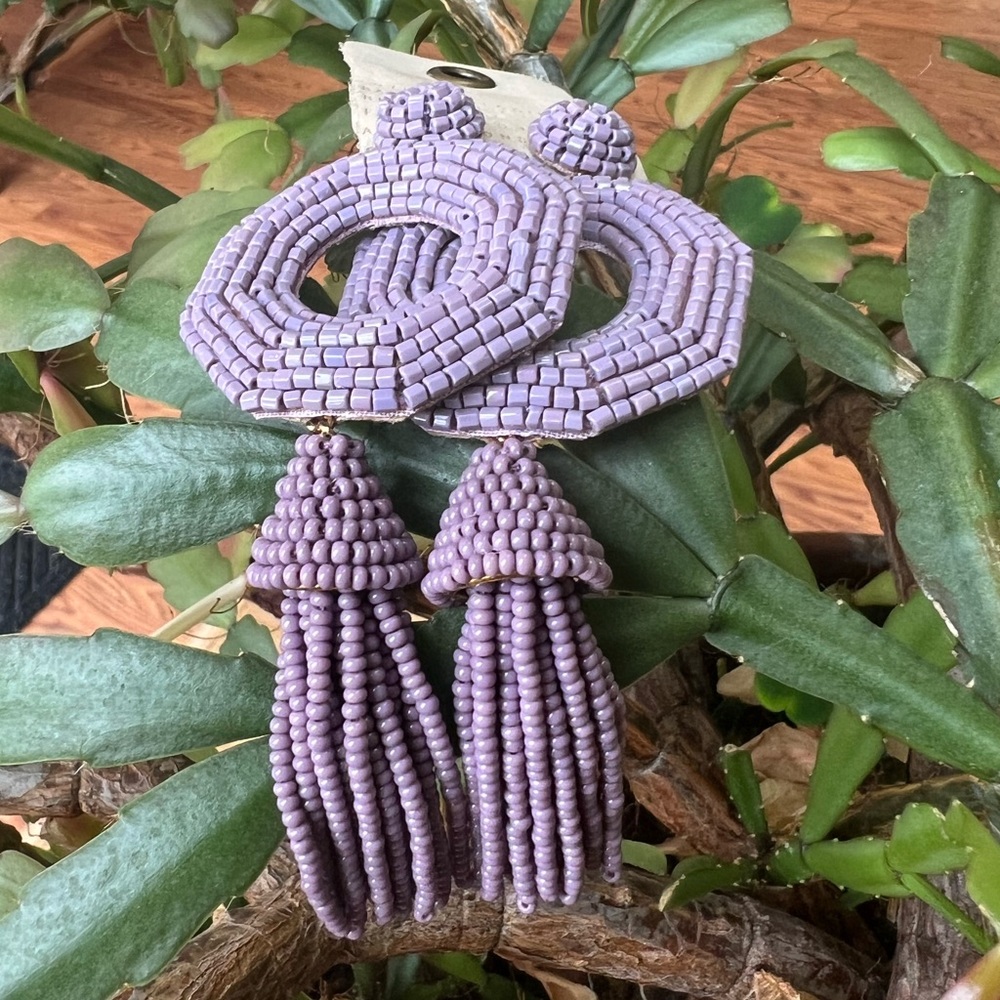 Anthropologie Deepa Gurnani Aisha Drop Earrings - Lavender- NWT - Picture 11 of 16